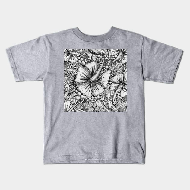 Hibiscus Kids T-Shirt by Squidoodle